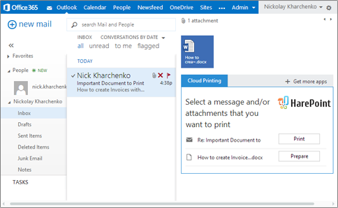 Connect Google Cloud Print to Microsoft Outlook